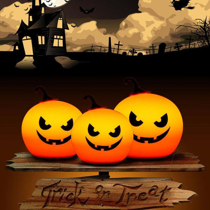 Lampe de table LED décorative colorée en forme de citrouille ronde pour Halloween 