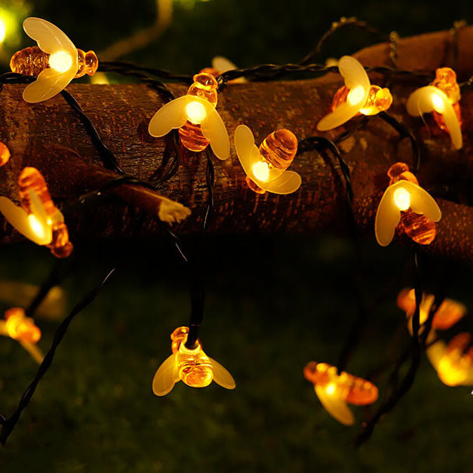Lumières LED Étanches Solaires Extérieures Abeilles Décoration de Fête Festival Guirlande Lumineuse 