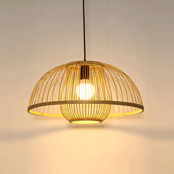 Moderne Rattan 1-Licht Kuppel Pilz Pendelleuchte 