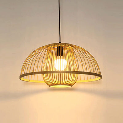 Modern Rattan 1- Light Dome Mushroom Pendant Light