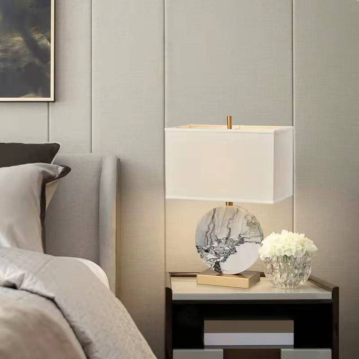 Chinese Simple Marble Texture 1-Light Table Lamp