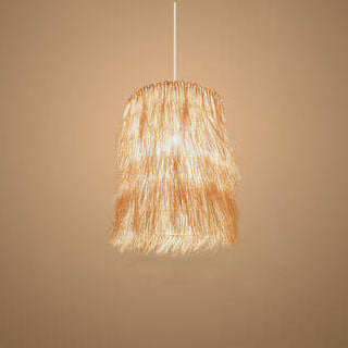 Rattan Weaving 1-Light Cylinder Tassels Pendant Light