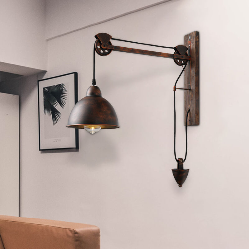 Industrielle Retro-Riemenscheiben-Eisen 1-Licht-Wandleuchte 