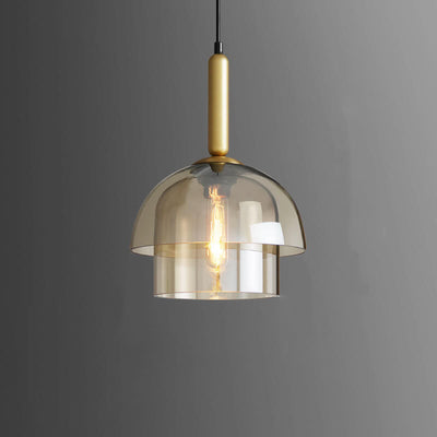 Modern Cognac Multi Layer Glass Shade 1-Light Pendant Light