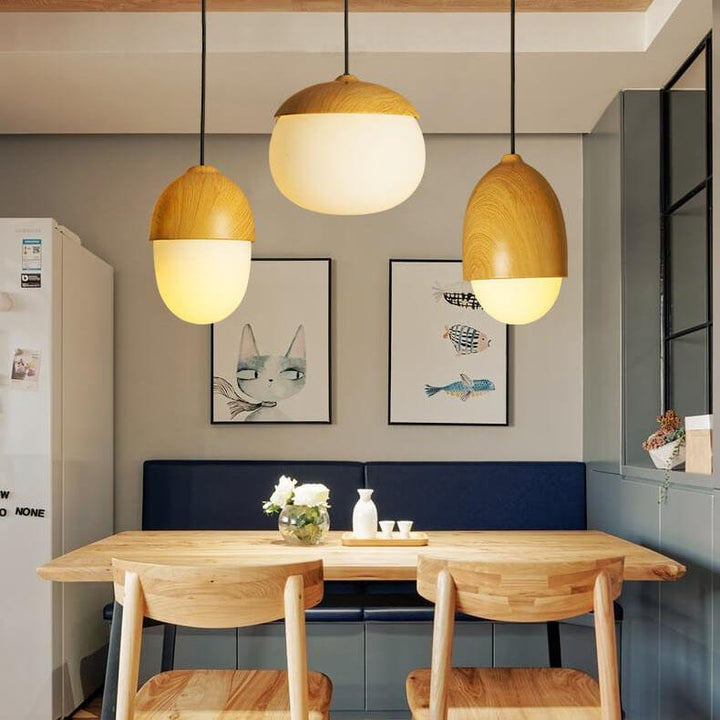Modern Beige Nut 1-Light Globe Pendant Light
