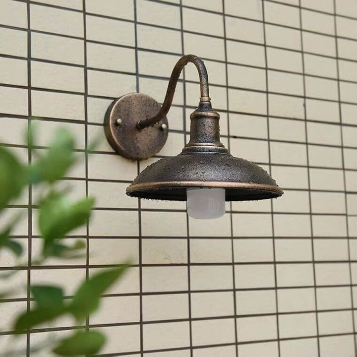 Aplique de pared exterior tipo cúpula de hierro vintage tradicional de 1 luz para sala de estar 
