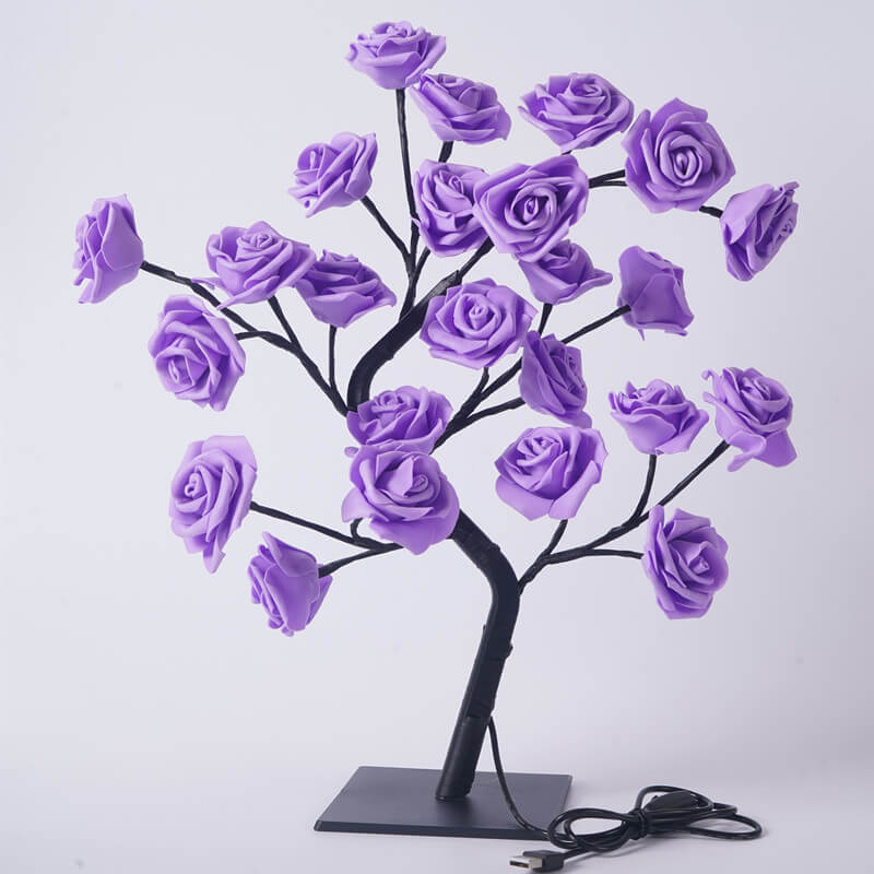 24 Light Simulation Rose Tree PVC LED Warm White USB Decoration Table Lamp