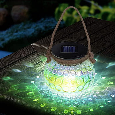 Solar Cracked Glass Bottle LED Outdoor Decorative Hanging Light