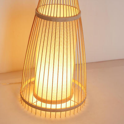 Bamboo Weaving 1-Light Hut Shaped Standing Floor Lamps