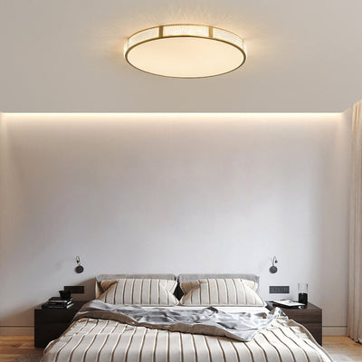 Simple Copper Circle 1-Light LED Flush Mount Lighting