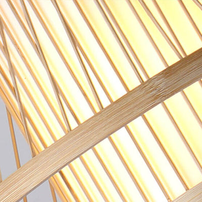 Vintage Bamboo Weaving  Wooden Flared 1-Light Pendant Light