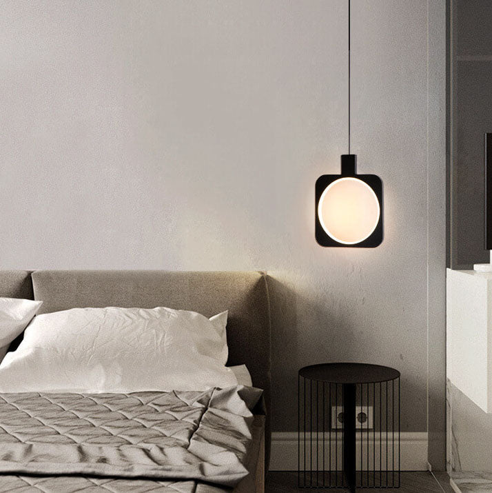 Moderne, minimalistische schwarze geometrische Form 1-flammige LED-Pendelleuchte 