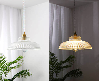 Textured Glass 1-Light Dome Pendant Light