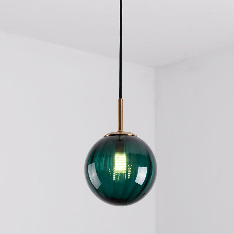 Modern Colored Water Glass Orb 1-Light Pendant Light
