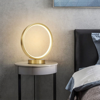 Modern Minimalist Circle Copper Silicone LED Table Lamps For Bedroom