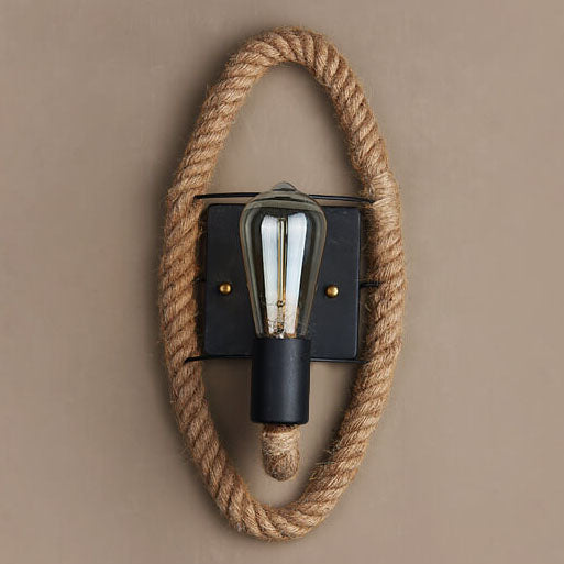 Vintage Hanfseil 1-Licht Wandleuchte 2 Design 