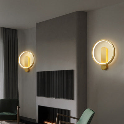 مصباح حائط فاخر LED دائري من النحاس الإبداعي 