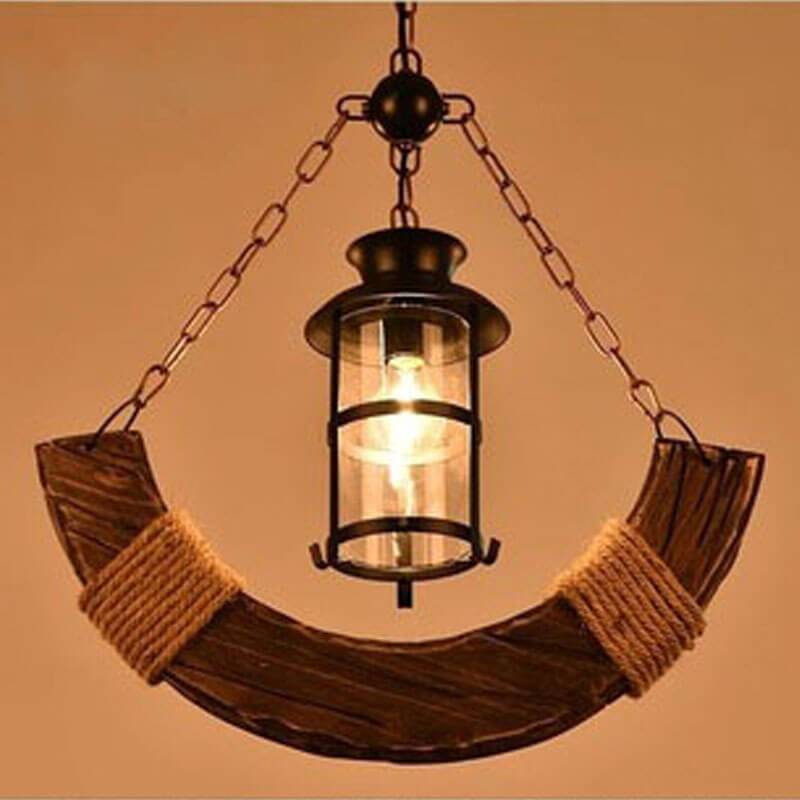 Retro Wooden Sailboat Shaped 1-Light  Pendant Light