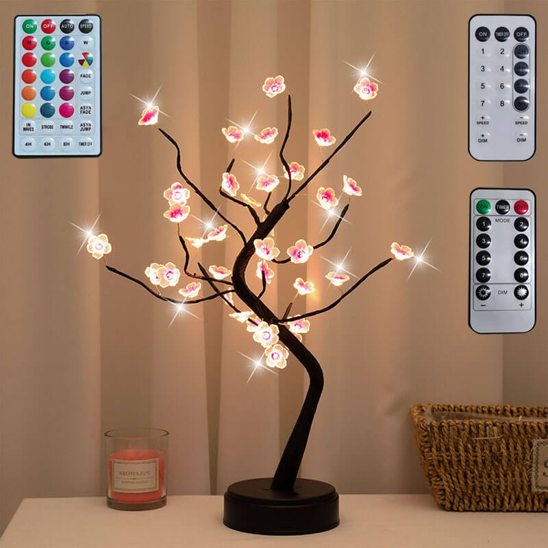 Bonsai Tree Light Plum Blossom Light Remote Control Small Led Table Lamps