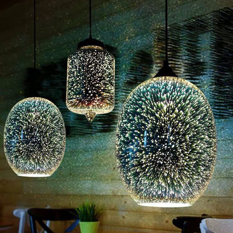 Moderno y creativo colgante de vidrio de fuegos artificiales en 3D con 1 luz 