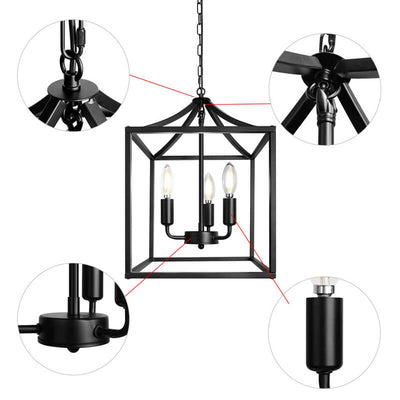 Cottage 3-Light Lantern Geometric LED Chandelier