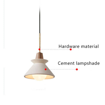 Nordic Minimalist White Cement 1-Light Tapered Pendant Light