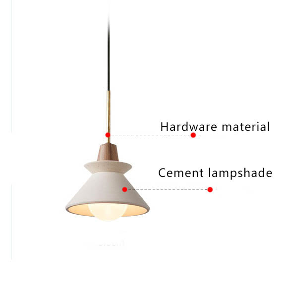 Nordic Minimalist White Cement 1-Light Tapered Pendant Light