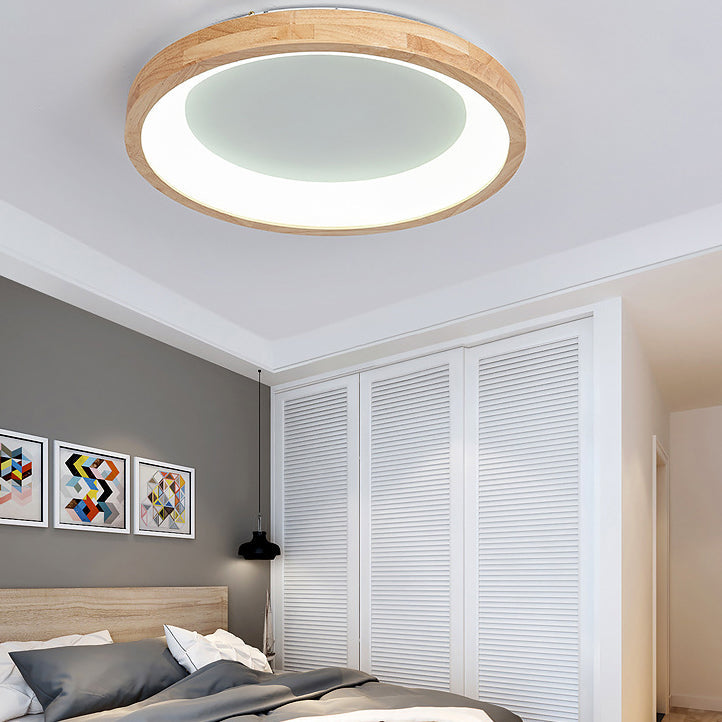 Moderne nordische Holzleuchte Stand Runde LED-Deckenleuchte 