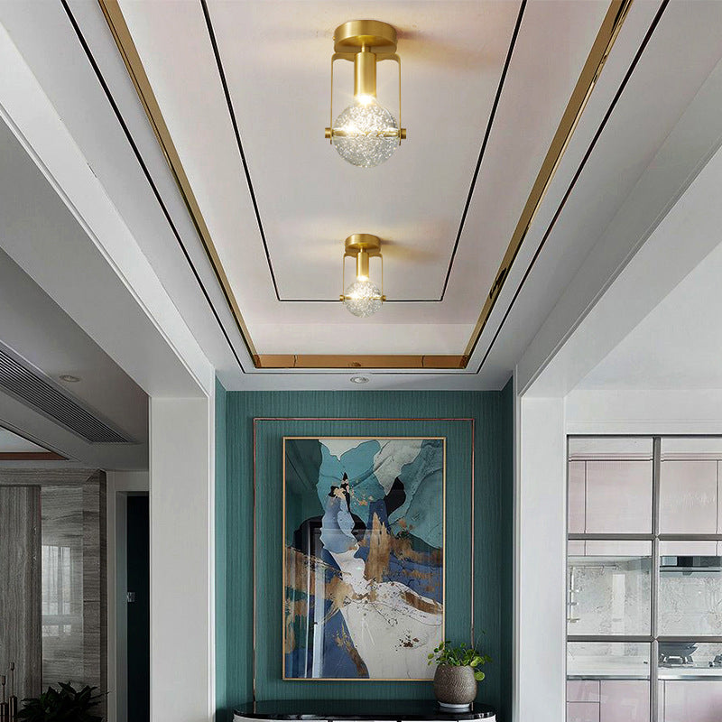 Industrielle Deckenleuchte mit All-Kupfer Blasenkristallkugel Design und LED 