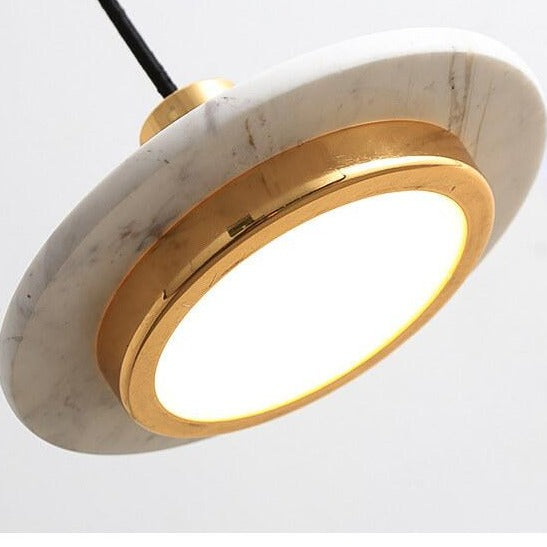 Modern Marble Round Disc 1-Light Adjustable Pendant Light