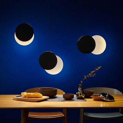 Nordic Creative Circle Moon Rotatable 1-Light LED Pendant Light