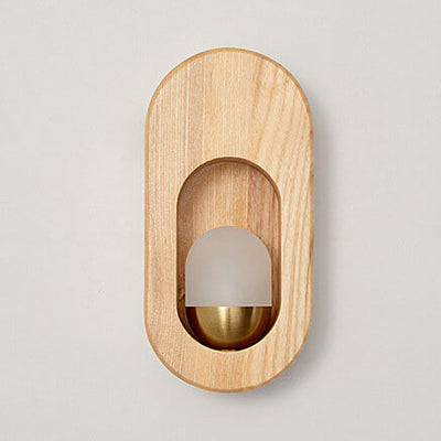 Modern Circle Ring Solid Wood 1-Light Wall Sconce Lamp