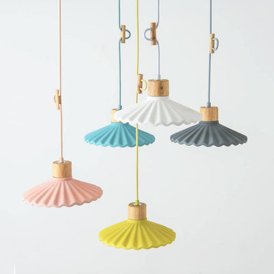 Modern Macaron Cement Scalloped Shade 1-Light Pendant Light