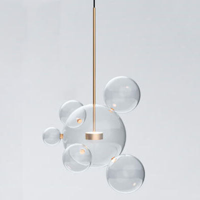 Modern Atom Mickey Head Bubble Glass Ball 1-Light LED Pendant Light