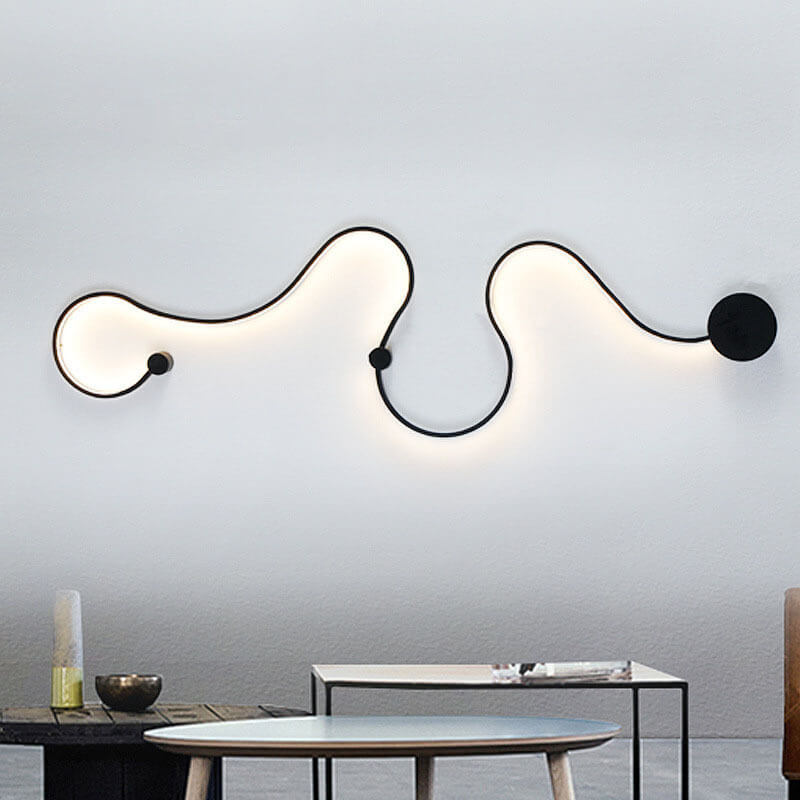 Modern Long Aluminum Snake Shaped 1-Light Curved LED Wall Sconce Lamp