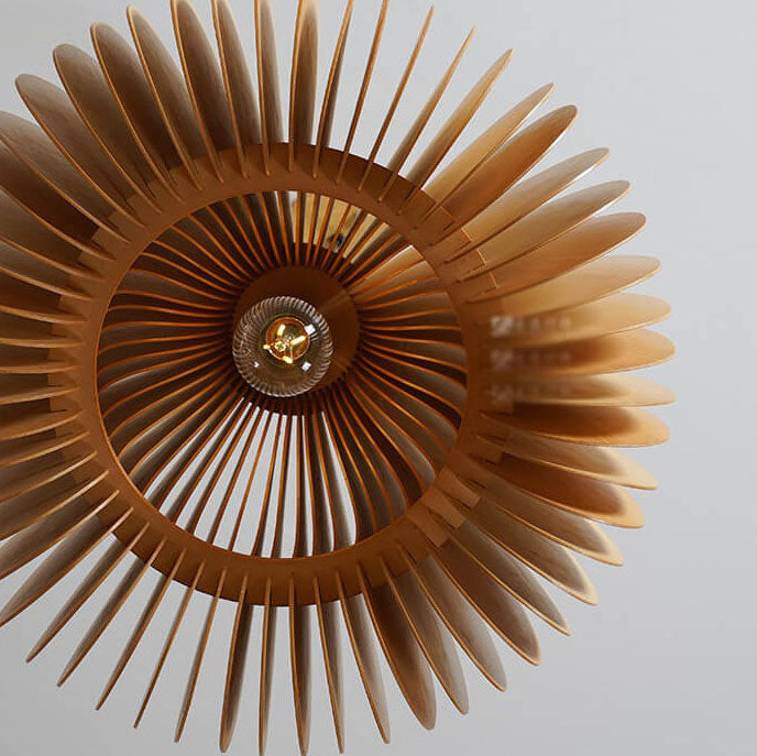 Lámpara colgante de calabaza vintage de madera con 1 luz 