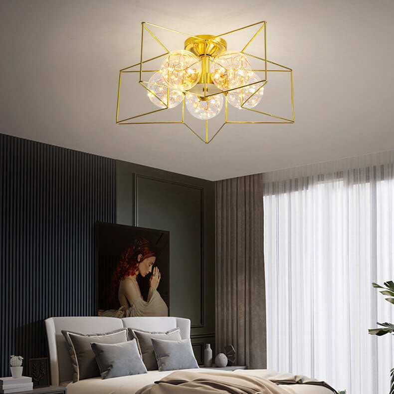 Modern Pentagram 1-5 Light 3 Color Changeable LED Semi-Flush Mount Lighting