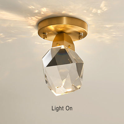 Crystal 1-Light Diamond Shade  Semi-Flush Mount Lighting