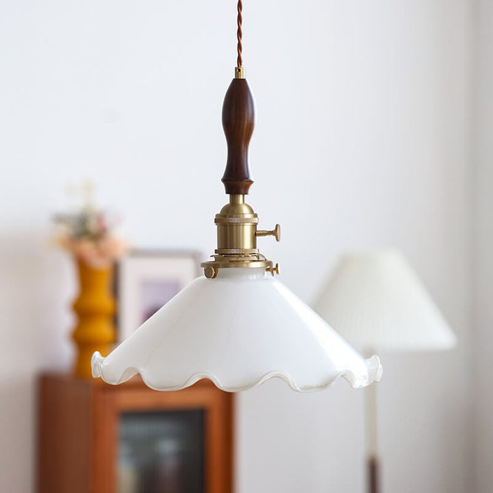 Vintage Minimalistische Florale Spitze Glas 1-Licht Pendelleuchte 