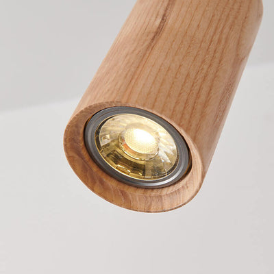 Nordic Wooden Track Lighting 1/5- Light LED Flush Mount Ceiling Light