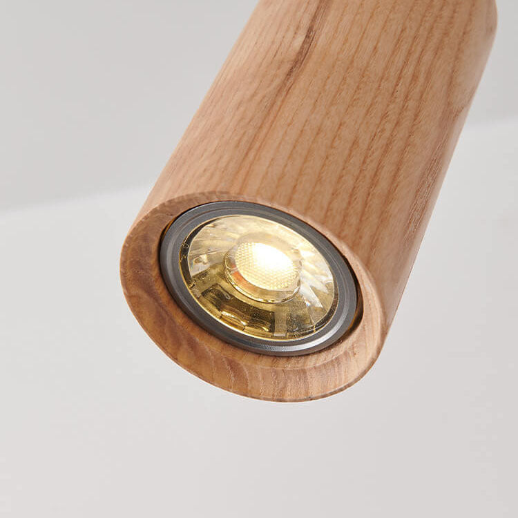 Nordic Wooden Track Lighting 1/5- Light LED Flush Mount Ceiling Light