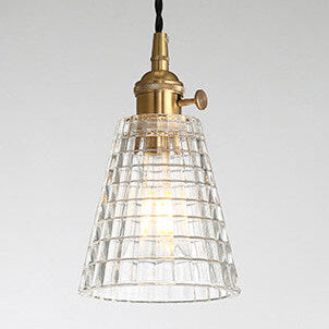 Modern Minimalist Textured Clear Glass 1-Light Single Bell Pendant Light 4 Design For Bedroom