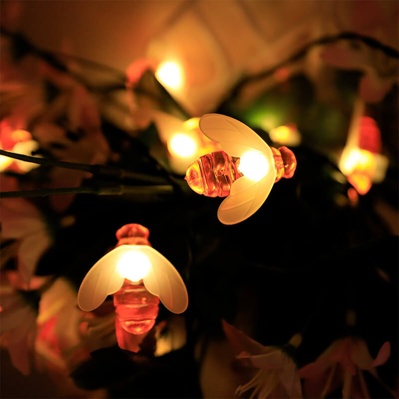 Lumières LED Étanches Solaires Extérieures Abeilles Décoration de Fête Festival Guirlande Lumineuse 