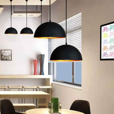 Industrial Wrought Iron Dome 1-Light Pendant Light