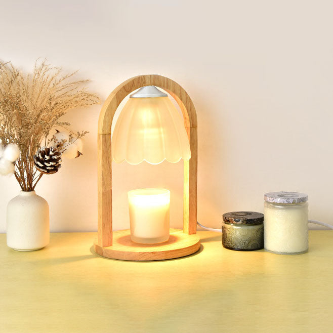 Moderne, minimalistische 1-Licht-Tischlampe aus schmelzendem Wachs aus Holz