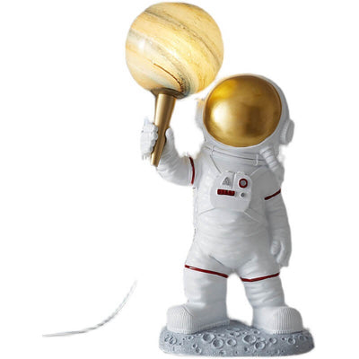 Creative Cartoon Astronaut Holding Jupiter 1-Light Resin Table Lamps