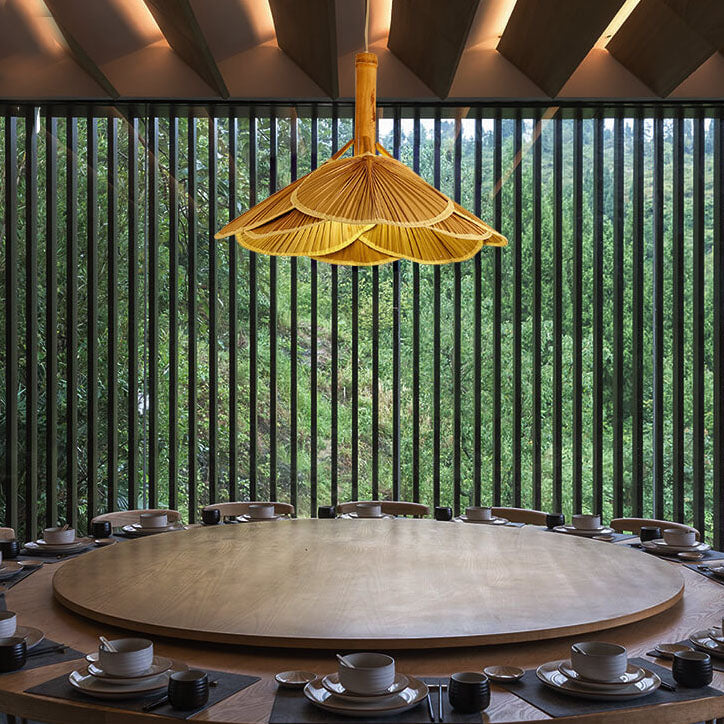 Bamboo Weaving 1-Light Dome LED-Pendelleuchte 