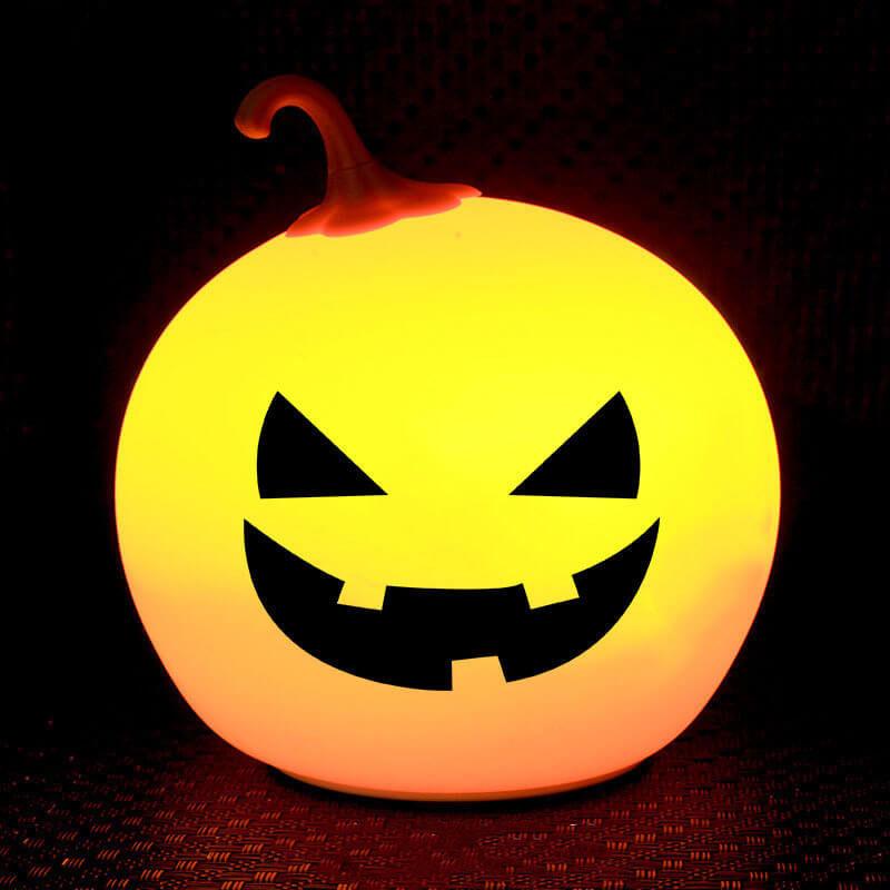 Halloween Round Pumpkin Pat Night Light Colorful Decorative LED Table Lamp