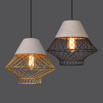 Retro Iron Cement 1-Light Lantern Pendant Light