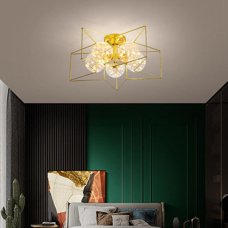 Modern Pentagram 1-5 Light 3 Color Changeable LED Semi-Flush Mount Lighting